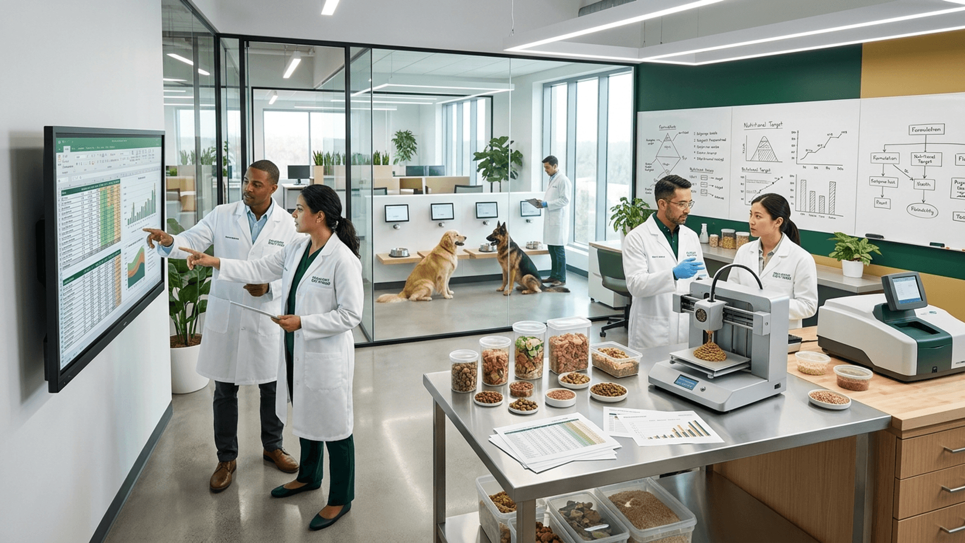 R&D innovation center with scientists collaborating