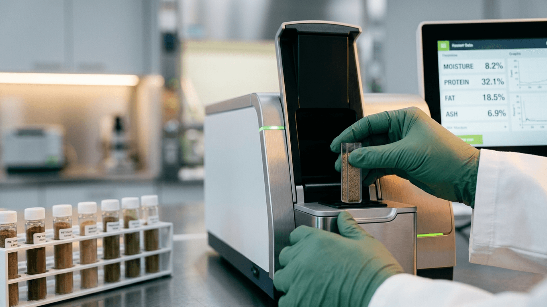 Close-up laboratory analysis with NIR spectroscopy